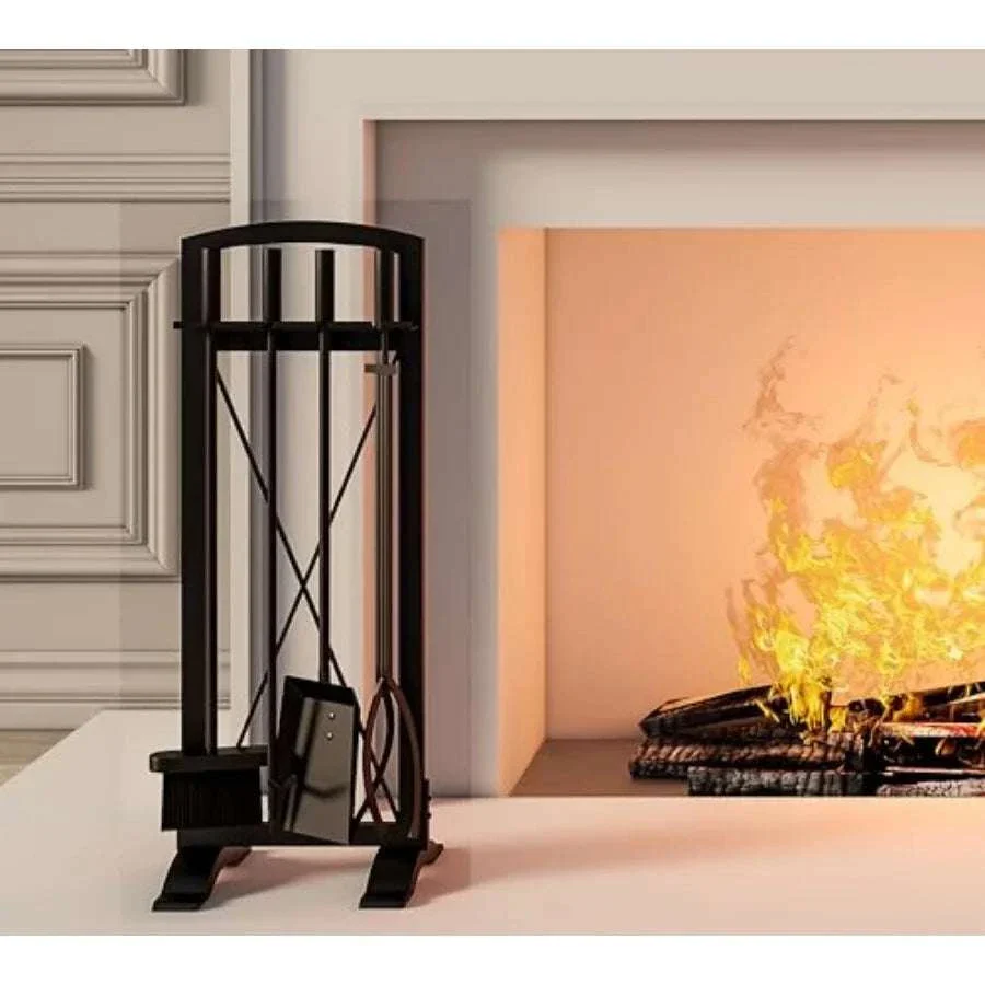 Wrought Iron Fireplace Tool Set with Poker, Tongs, Shovel & Broom - Image 13