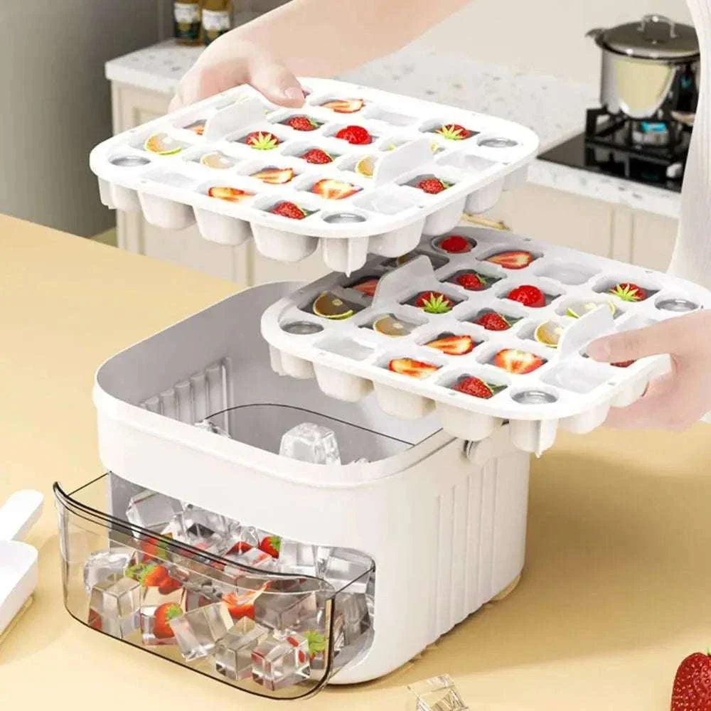 50-Cube Double Layer Ice Maker with Easy Press Release Lid - Image 2