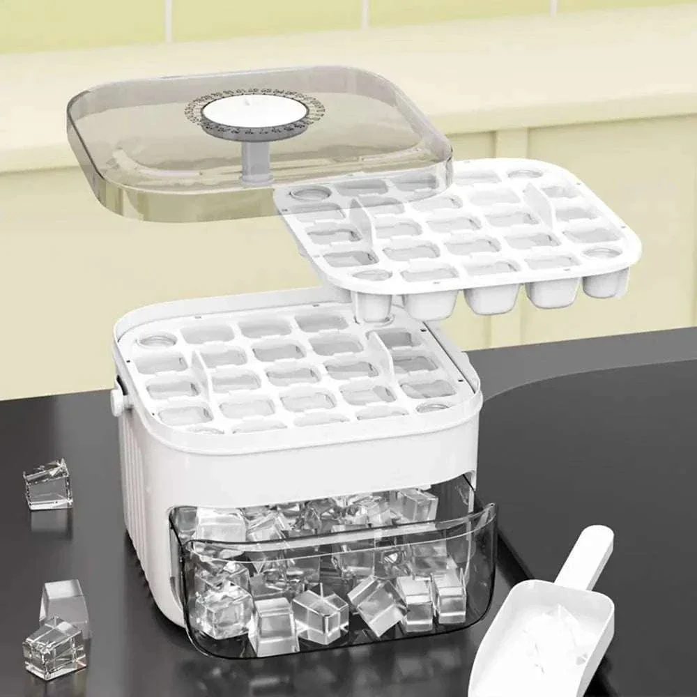 50-Cube Double Layer Ice Maker with Easy Press Release Lid - Image 4