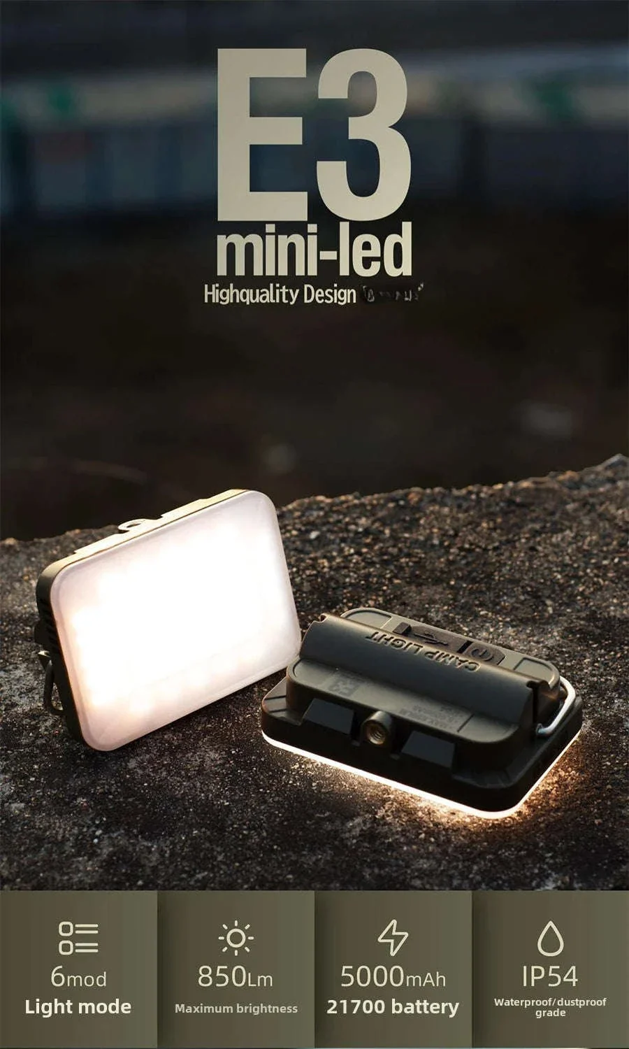 5000mAh LED Camping Tent Light Rechargeable Waterproof Portable Hanging Night Lamp - Image 5