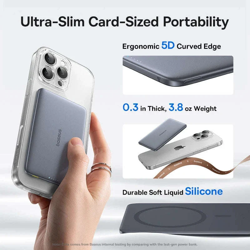 5000mAh Magnetic Power Bank 15W Wireless Charging 20W Wired Charging Slim Card-Sized Portable Power Bank - Image 2