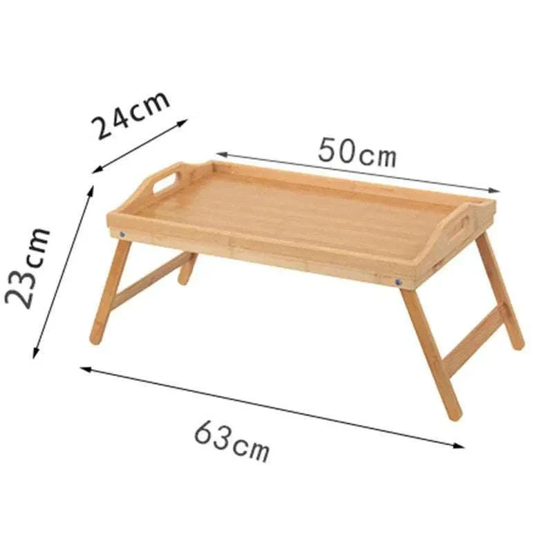 Foldable Bamboo Laptop Desk Bed Tray with Storage 50cm - Image 7