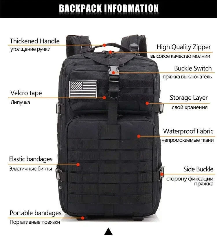 50L Tactical Backpack for Outdoor Travel and Trekking - Image 10