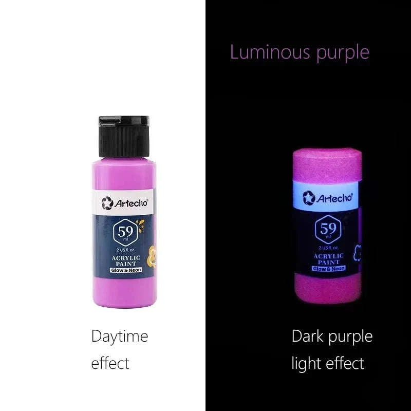 58ML Fluorescent Acrylic Pigment Glow in the Dark Paint - Image 36