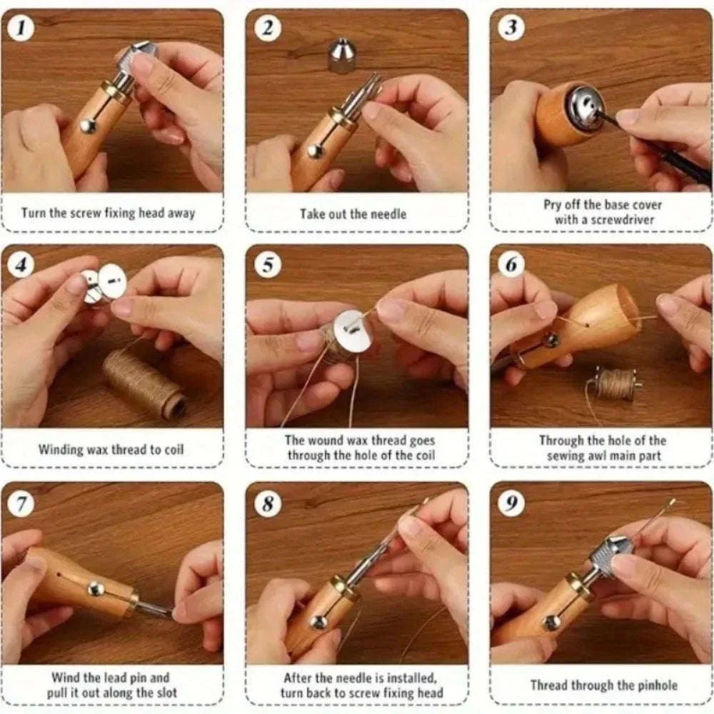 5pcs Sewing Awl Kit for Leather Repair with Waxed Thread Set - Image 4