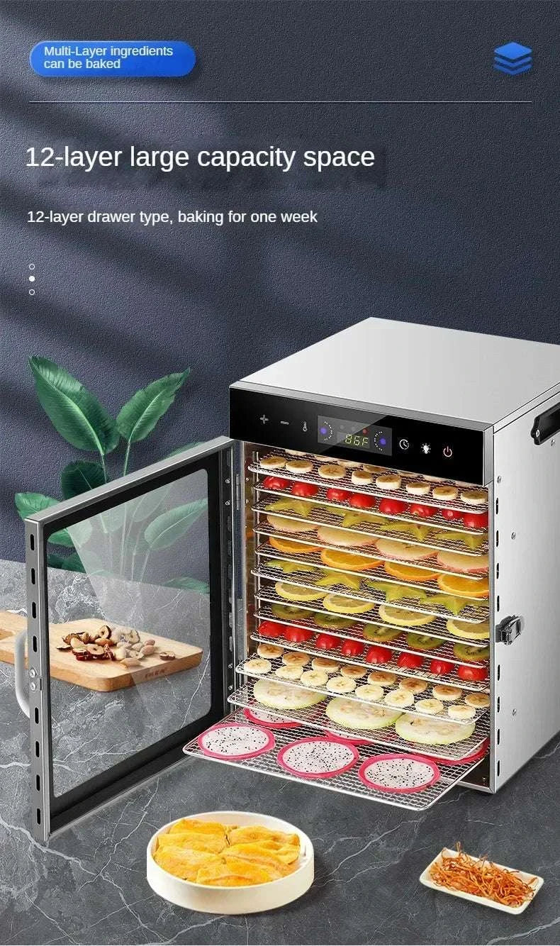 Stainless Steel Food Dehydrator with 12 Layers and Touch Control - Image 10