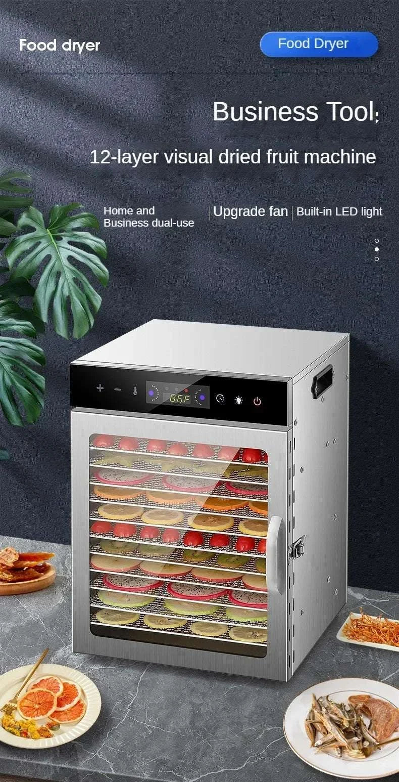 Stainless Steel Food Dehydrator with 12 Layers and Touch Control - Image 7