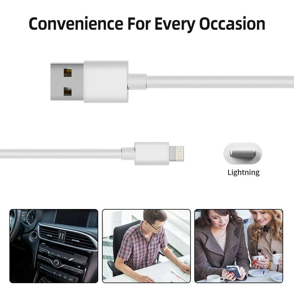 6-Pack 6ft Lightning Charging Cables for iPhone Fast Charge 2.4A - Image 6