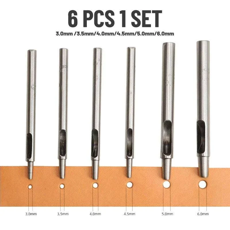 6-Piece Steel Hole Punch Set for Leather, Belts, Paper & Crafts - Image 12