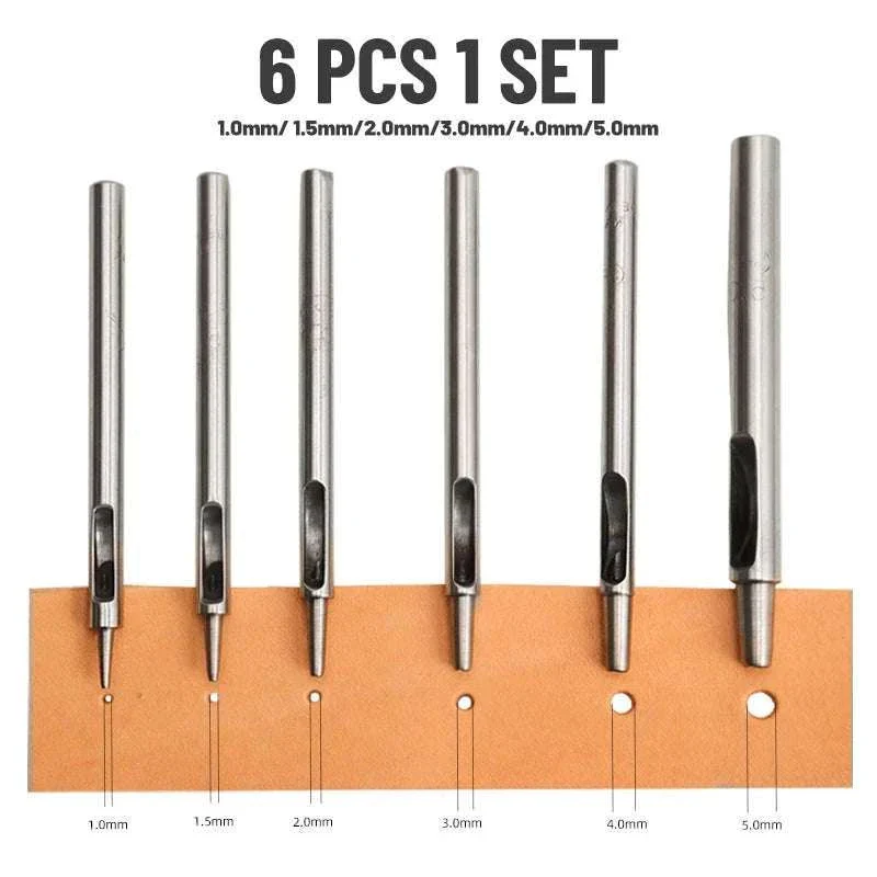 6-Piece Steel Hole Punch Set for Leather, Belts, Paper & Crafts - Image 14