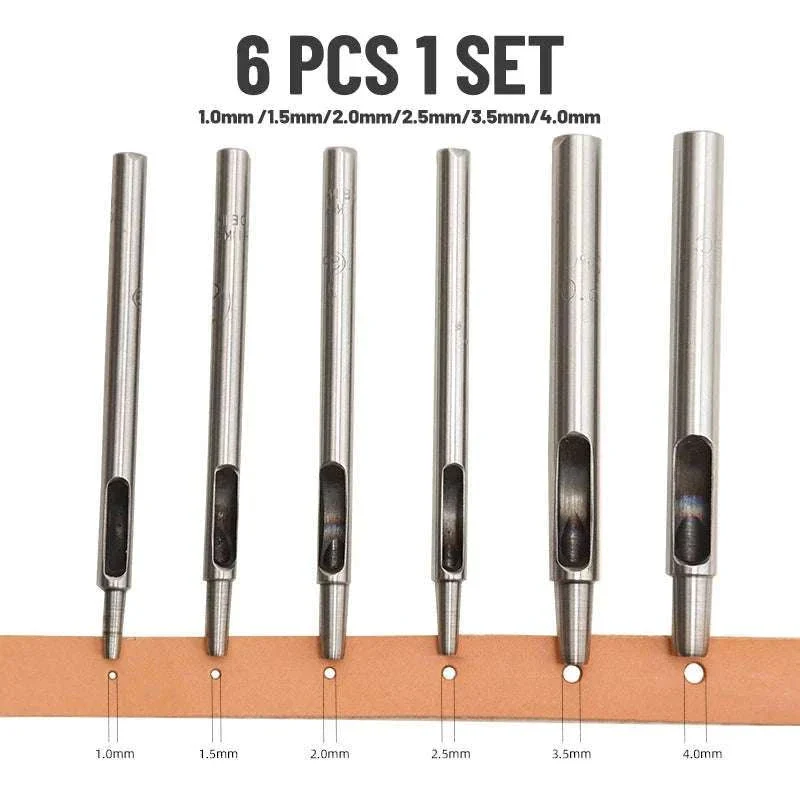 6-Piece Steel Hole Punch Set for Leather, Belts, Paper & Crafts - Image 15