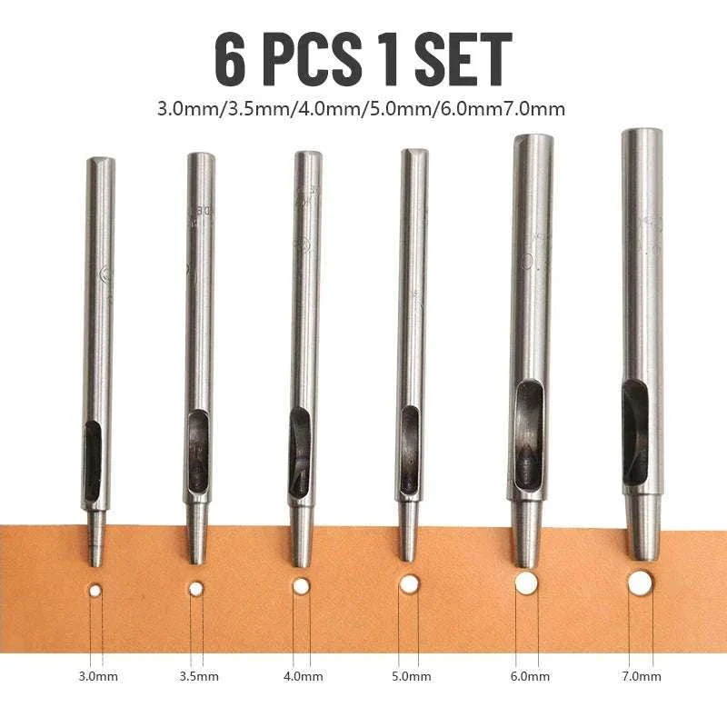 6-Piece Steel Hole Punch Set for Leather, Belts, Paper & Crafts - Image 16