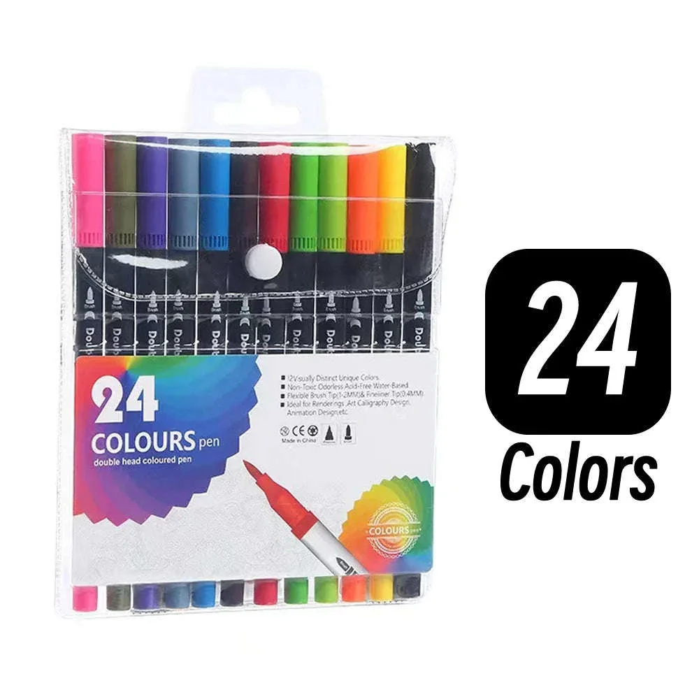 60-Color Double Head Markers Set for Drawing and Lettering - Image 10