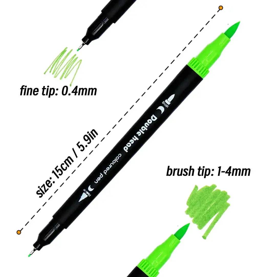 60-Color Double Head Markers Set for Drawing and Lettering - Image 2