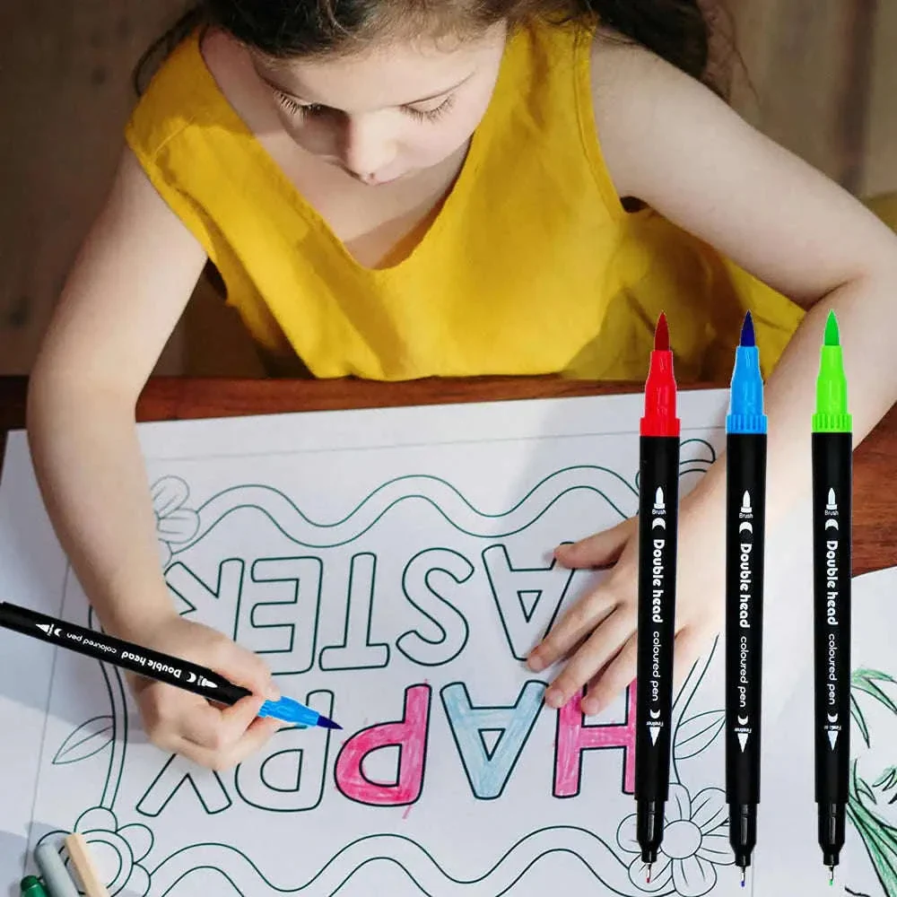 60-Color Double Head Markers Set for Drawing and Lettering - Image 3