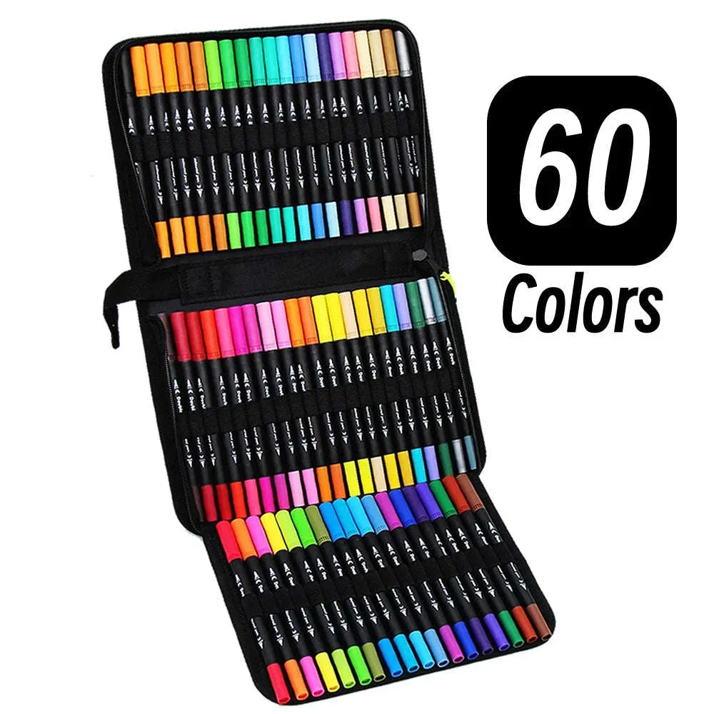 60-Color Double Head Markers Set for Drawing and Lettering - Image 7