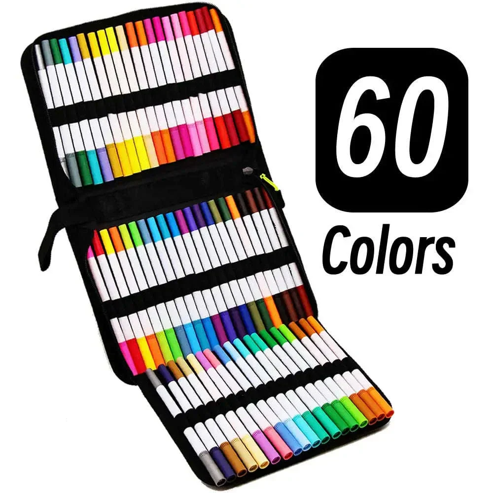 60-Color Double Head Markers Set for Drawing and Lettering - Image 8