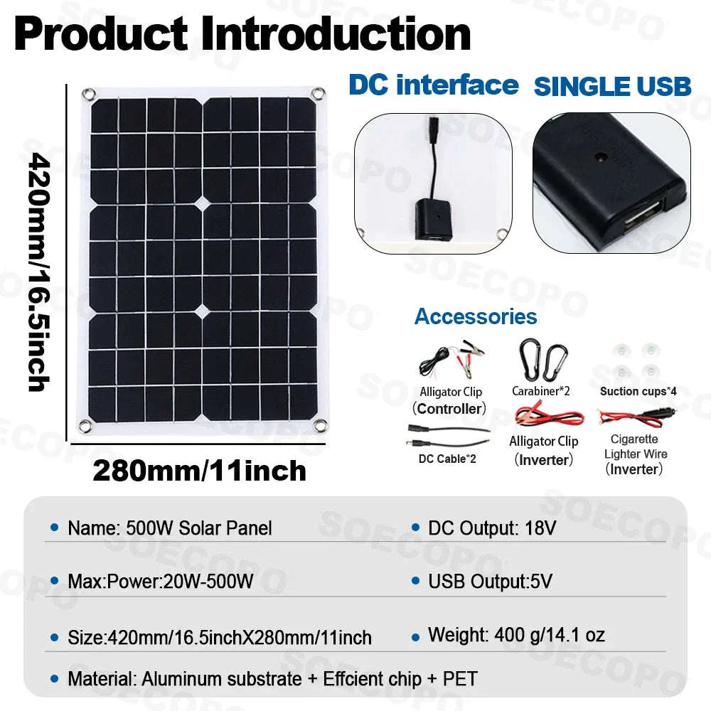 6000W Solar Power System Kit with 500W Panel, 100A Controller Inverter - Image 3