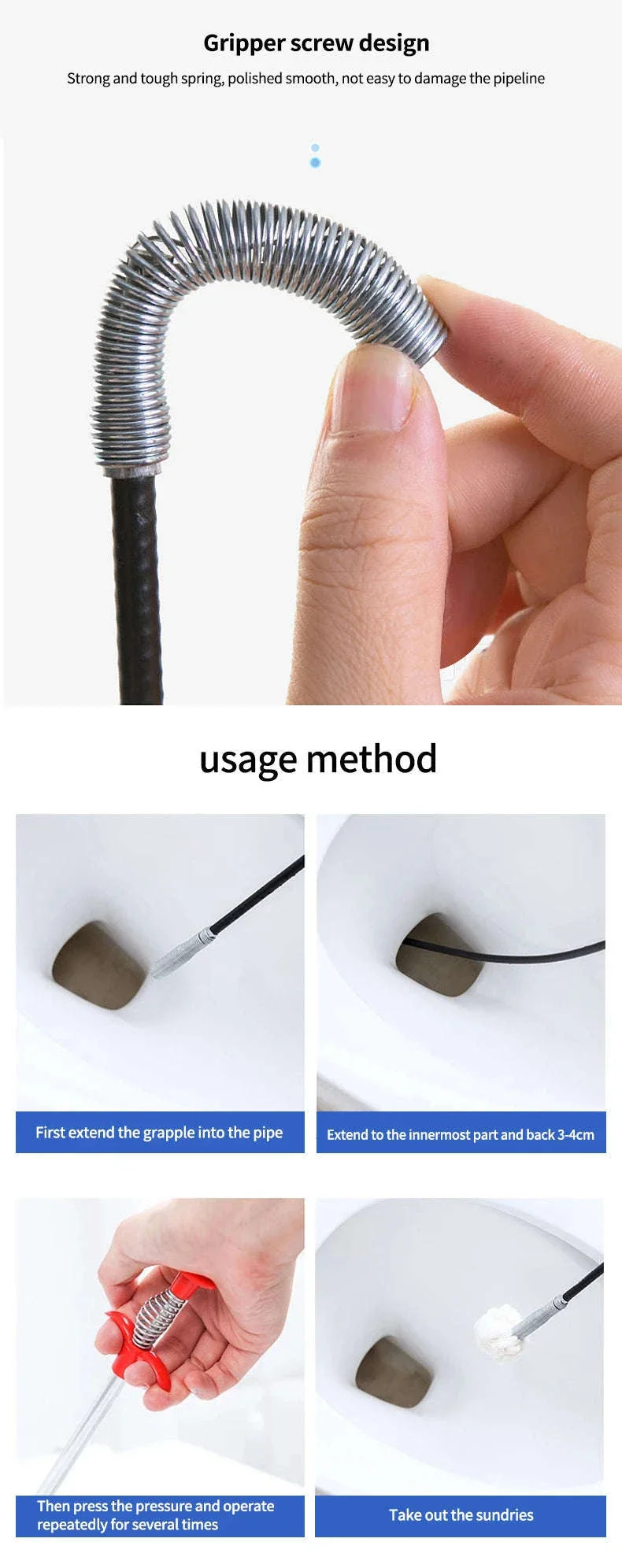 60cm Spring Pipe Dredging Tool for Clogs and Small Item Retrieval - Image 13