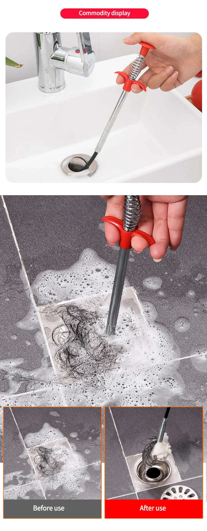 60cm Spring Pipe Dredging Tool for Clogs and Small Item Retrieval - Image 14