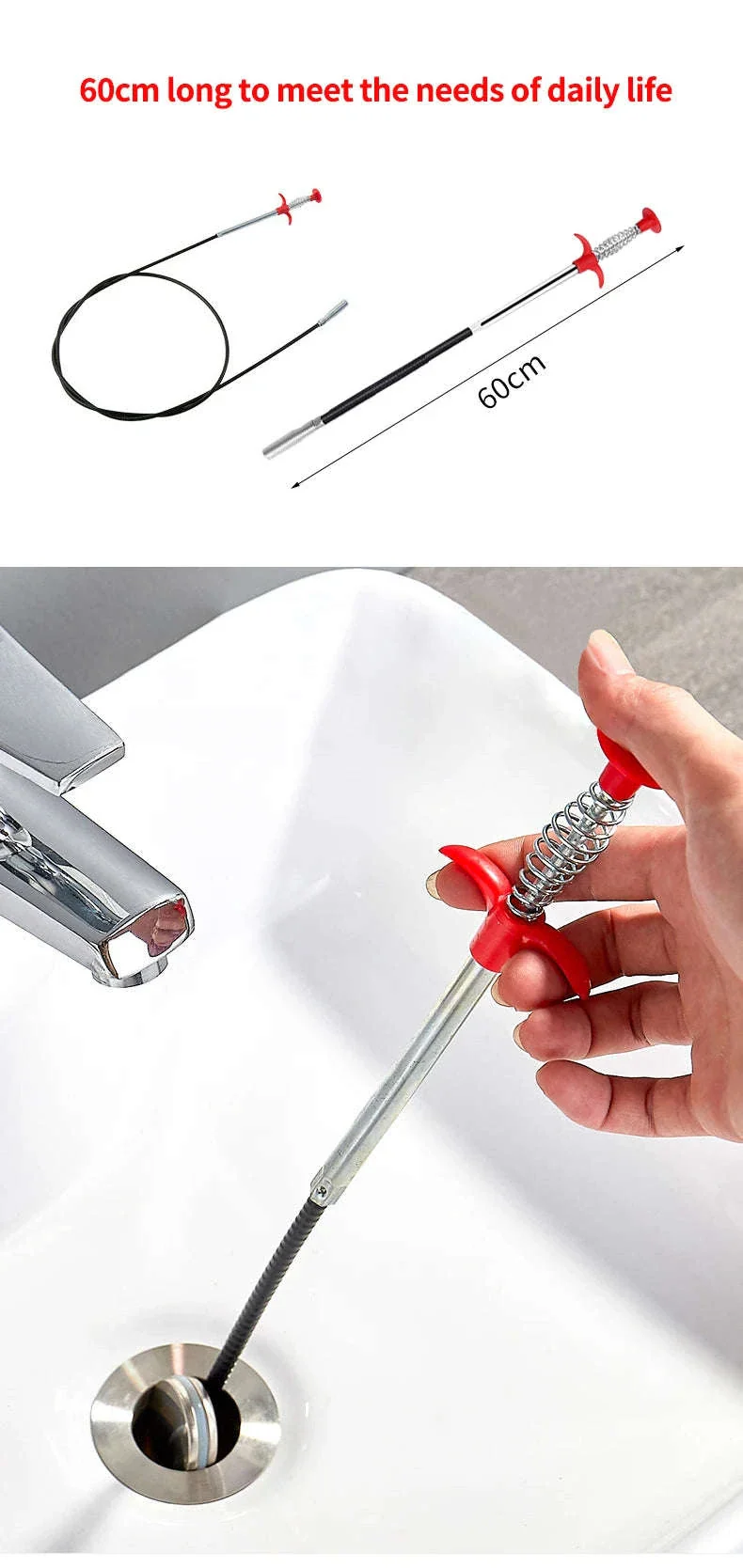 60cm Spring Pipe Dredging Tool for Clogs and Small Item Retrieval - Image 7