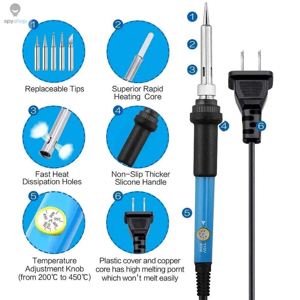 Adjustable Temperature Soldering Iron 60W for DIY Electronics - Image 4