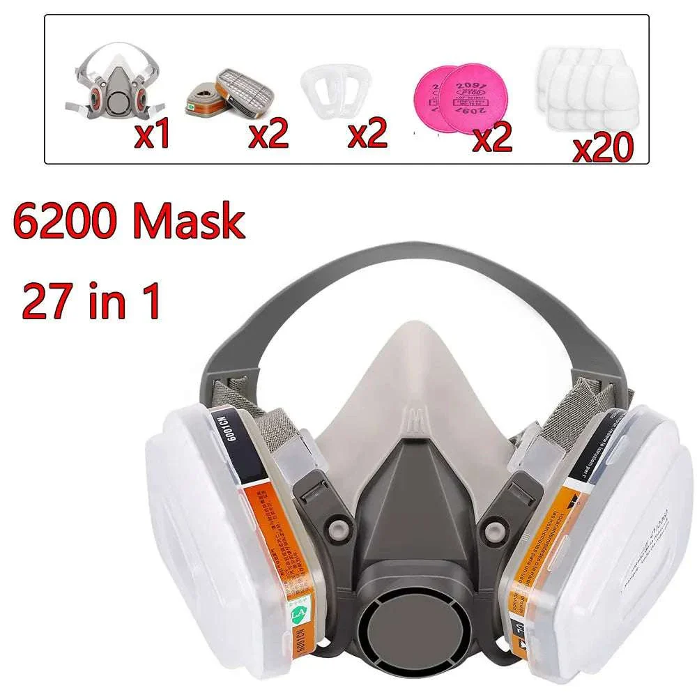 6200 Half Face Respirator Mask Kit with Filters for Paint & Gas - Image 12