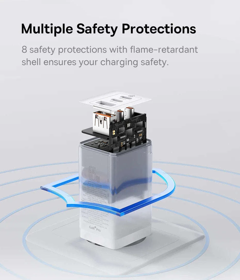65W GaN Fast Charger with Dual USB-C & USB Ports for Laptop Phone - Image 22