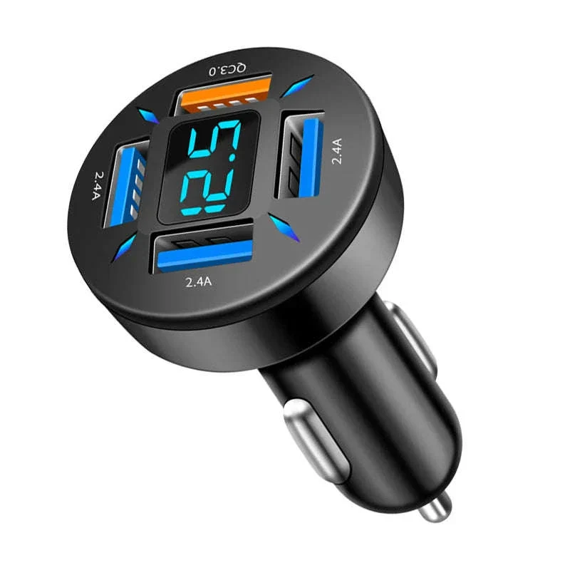 66W Car Charger with 4 USB Ports and Voltage Display - Image 21