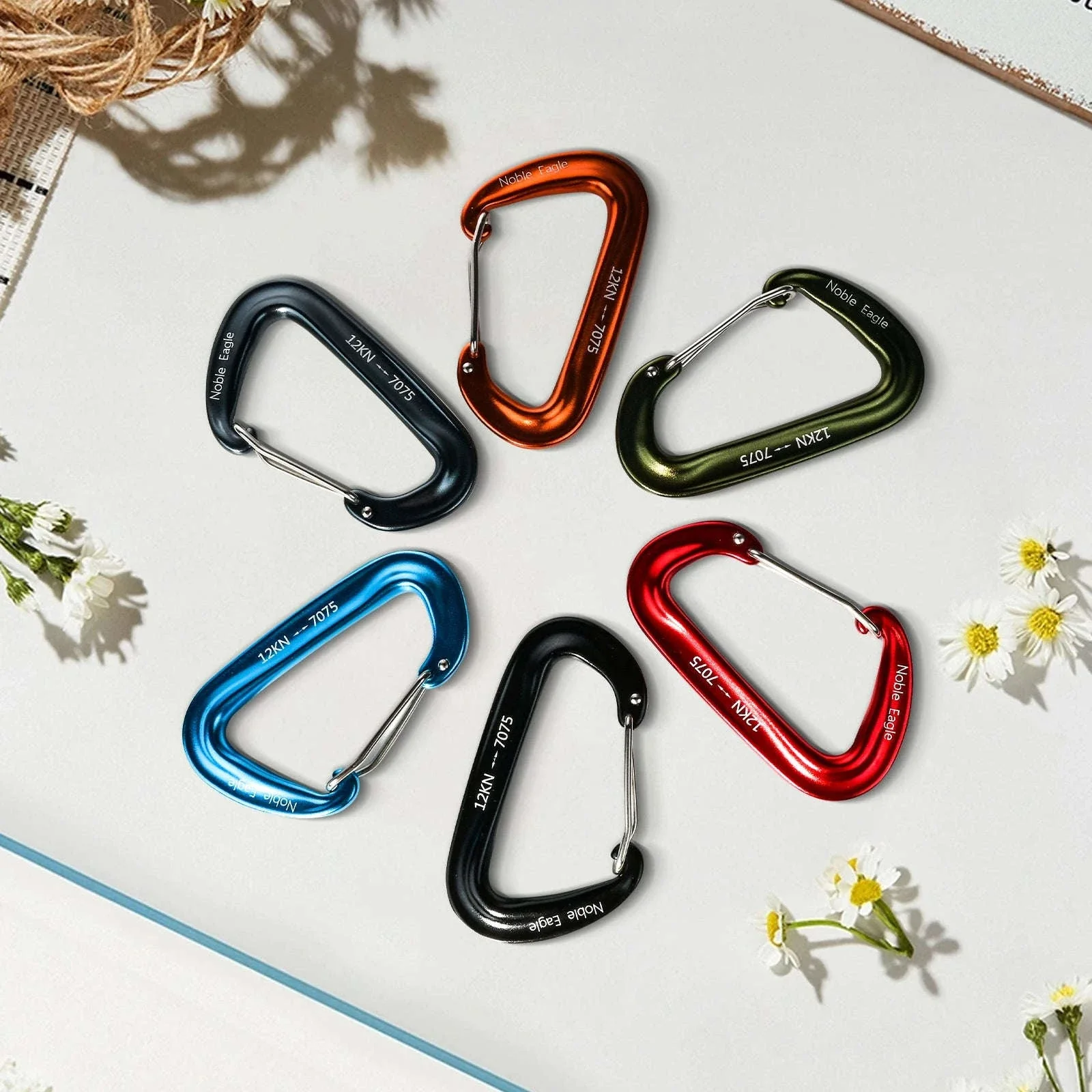 6-Piece 12kN Aluminum D-Ring Carabiner Set - Image 10