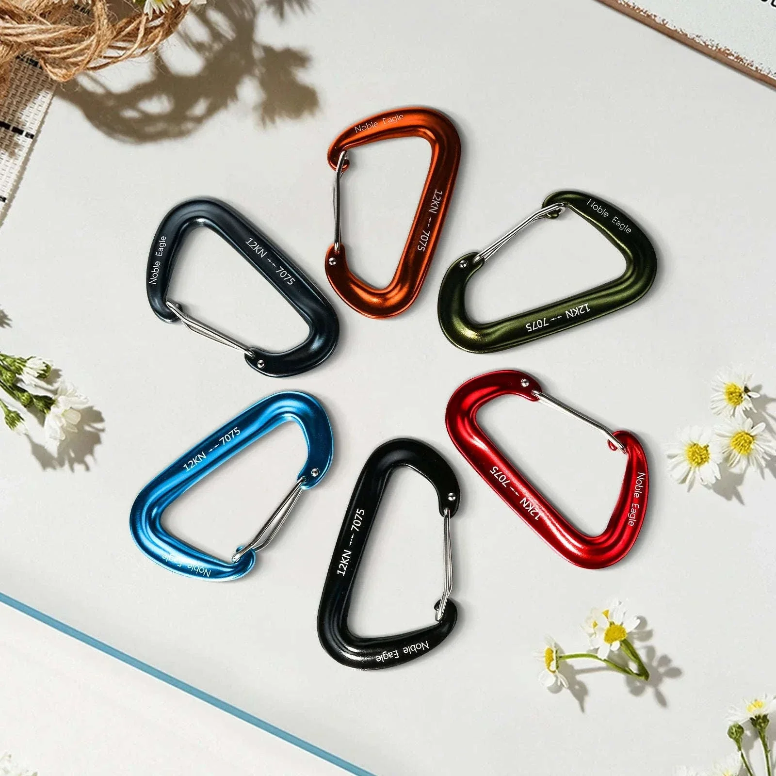 6-Piece 12kN Aluminum D-Ring Carabiner Set - Image 4