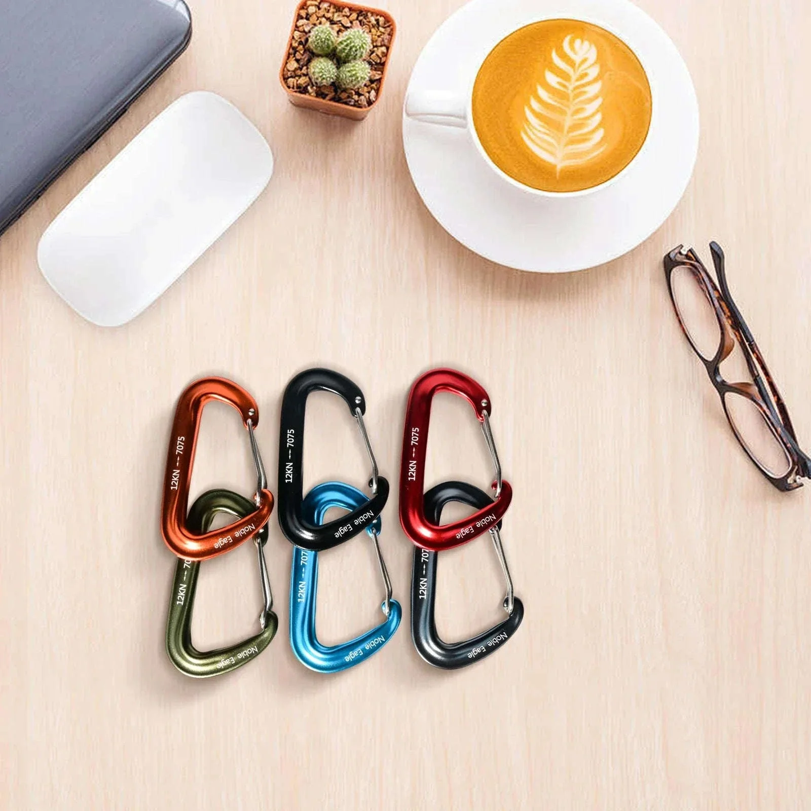 6-Piece 12kN Aluminum D-Ring Carabiner Set - Image 5