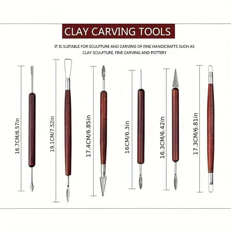 6PCS Clay Sculpting Tools Set with Wood Handles & Steel Tips - Image 12
