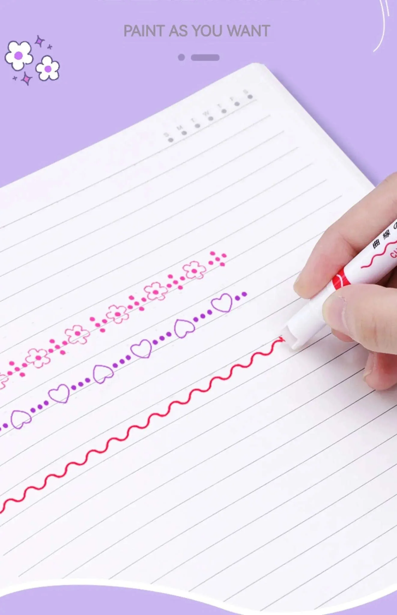 Flower Line Highlighter Pen Set, 6 Vibrant Decorative Markers - Image 17