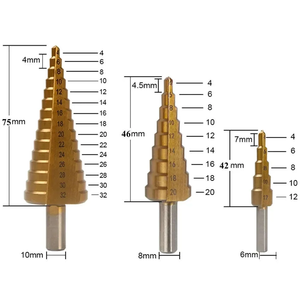 6-Piece Titanium Step & Saw Drill Bit Set for Clean Results - Image 3