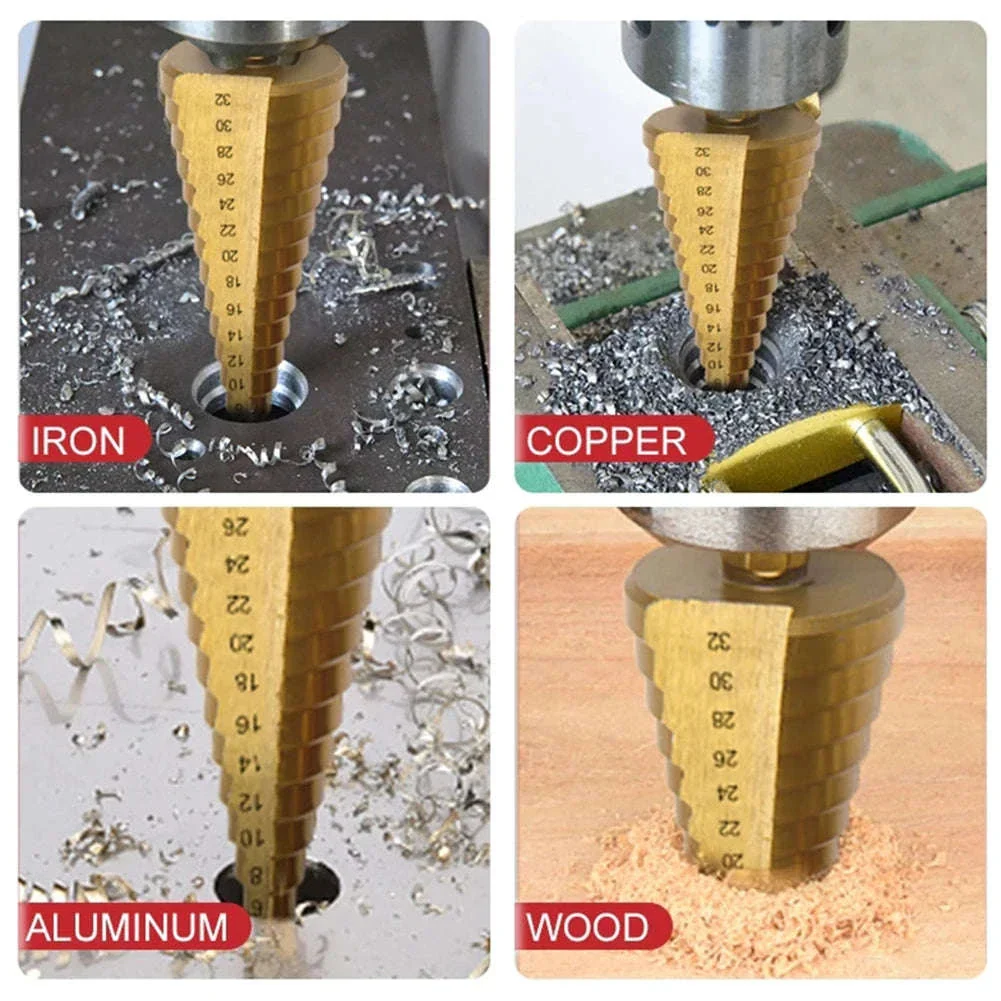 6-Piece Titanium Step & Saw Drill Bit Set for Clean Results - Image 5