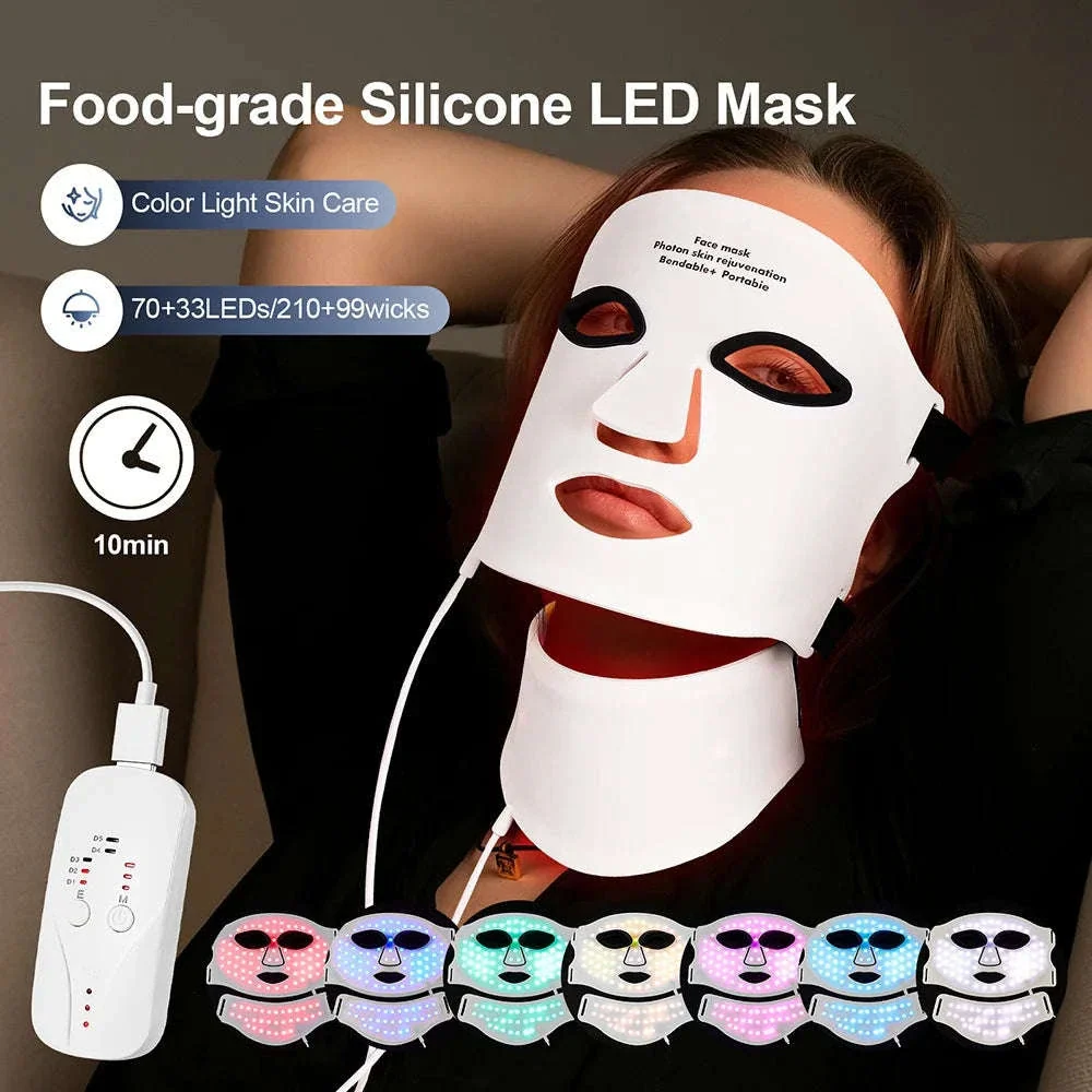 7 Color LED Silicone Face & Neck Mask for Skin Rejuvenation - Image 10
