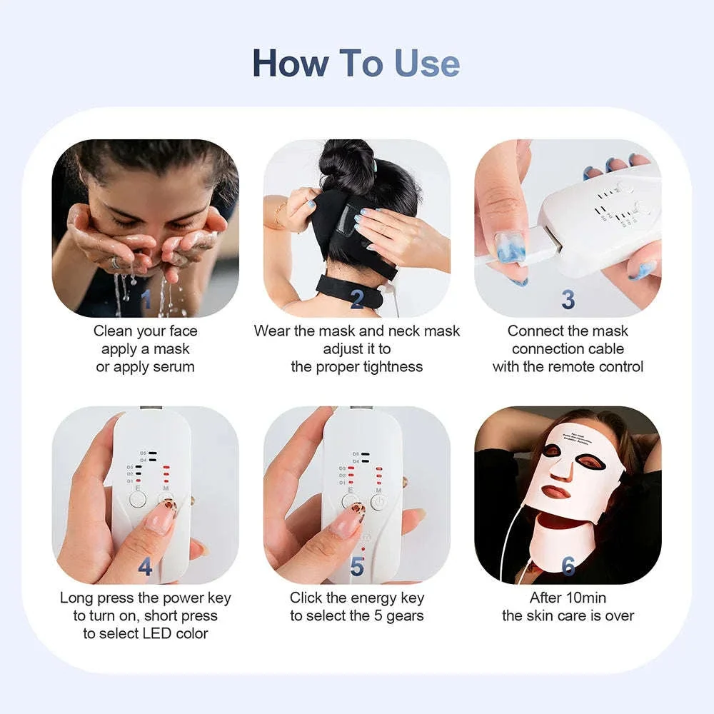 7 Color LED Silicone Face & Neck Mask for Skin Rejuvenation - Image 20