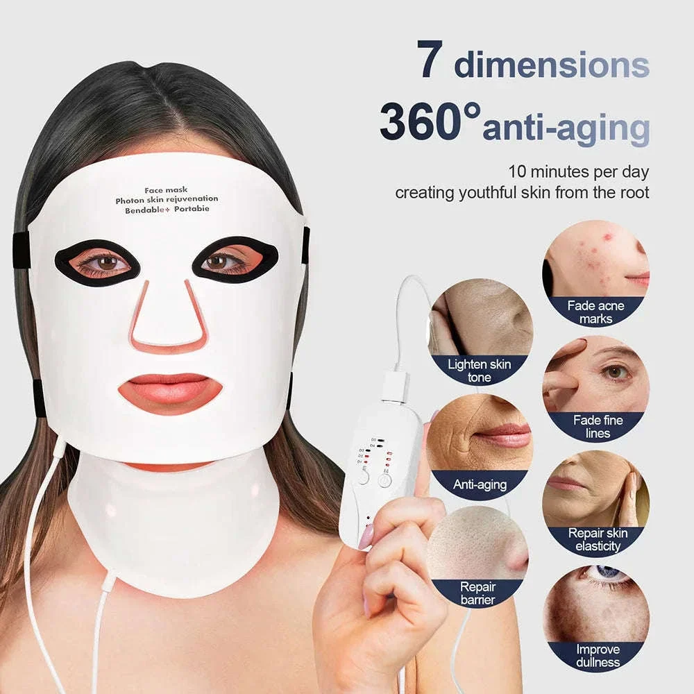 7 Color LED Silicone Face & Neck Mask for Skin Rejuvenation - Image 6