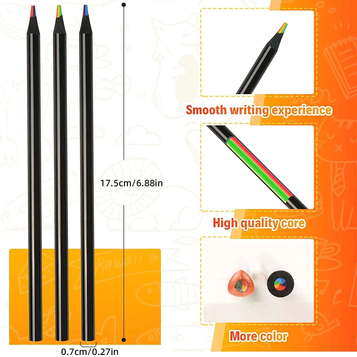 7-in-1 Rainbow Drawing Pencils Set for Multi-Color Sketches - Image 2