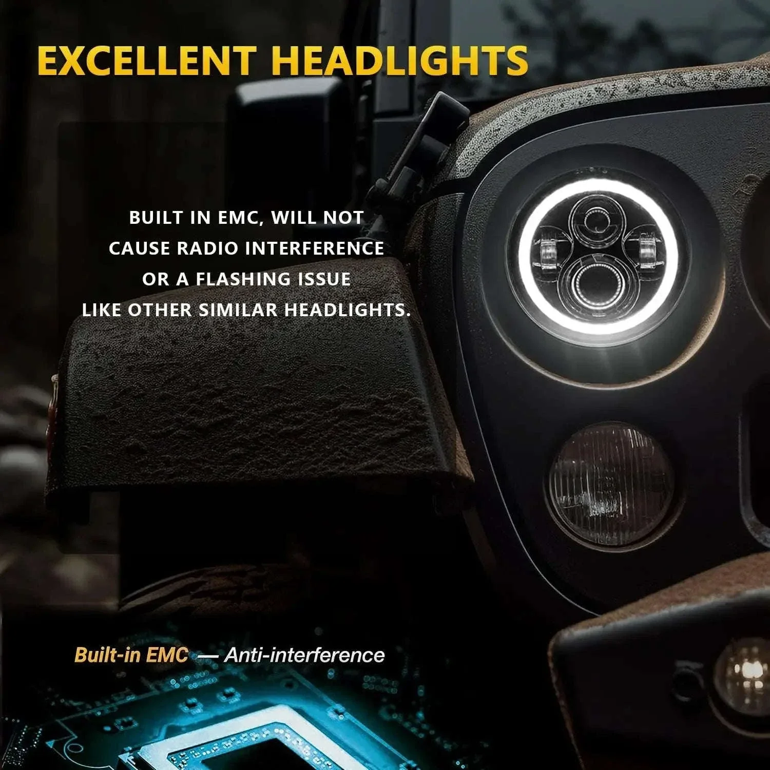7 Inch LED Headlight Halo Ring with Hi/Lo Beam, DRL and Amber Turn Signal - Image 13