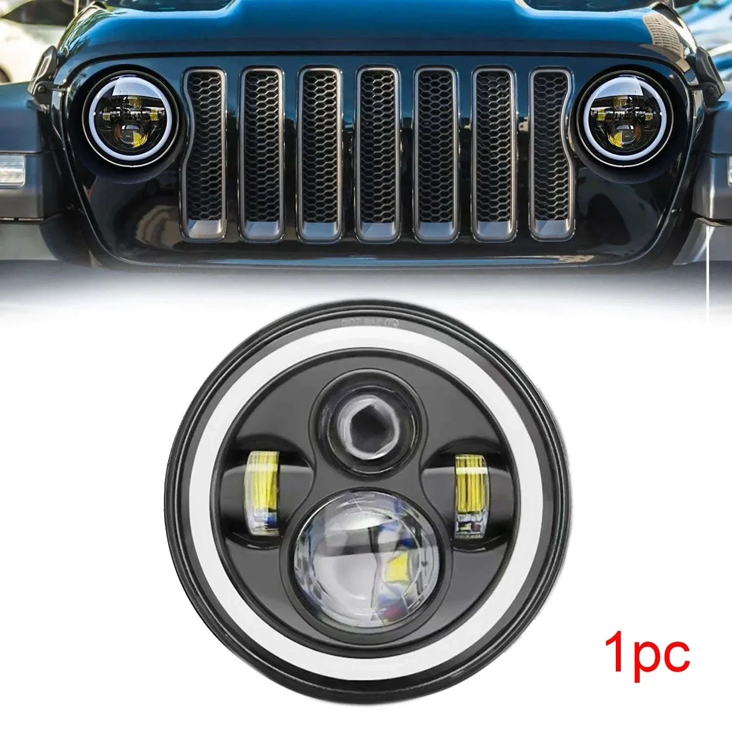 7 Inch LED Headlight Halo Ring with Hi/Lo Beam, DRL and Amber Turn Signal - Image 17