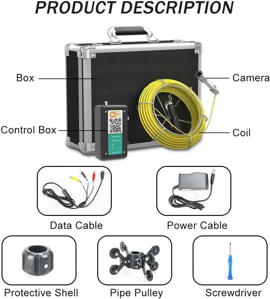 7" Sewer Camera with DVR, IP68 Waterproof Drain Inspection Camera - Image 2