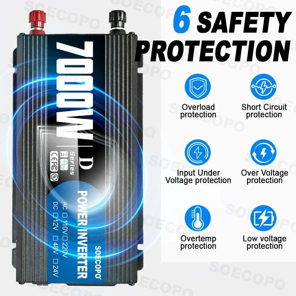 7000W Peak Power Inverter 12V/24V/48V DC to 110V/220V AC with USB - Image 8
