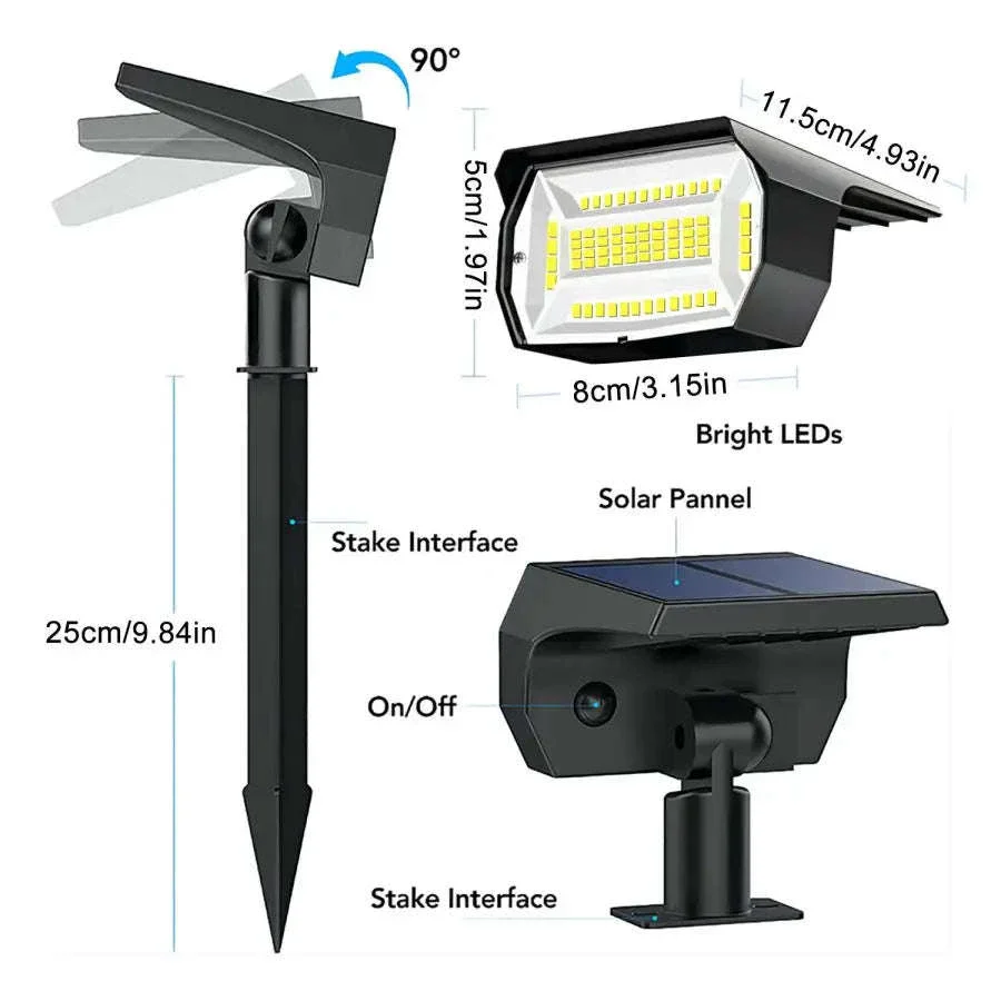 Solar Landscape Lights Outdoor Waterproof Spotlights, 72/68 LED - Image 15