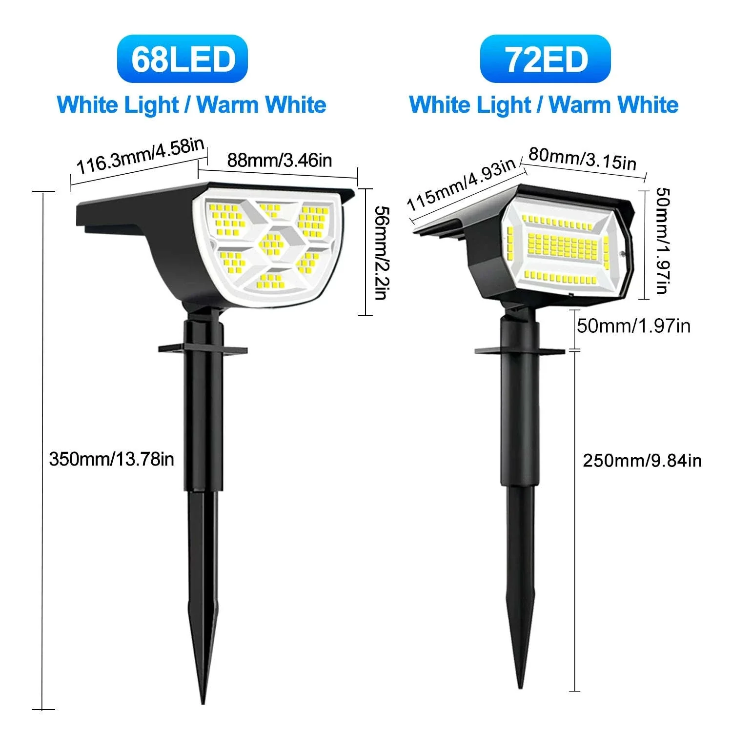 Solar Landscape Lights Outdoor Waterproof Spotlights, 72/68 LED - Image 7