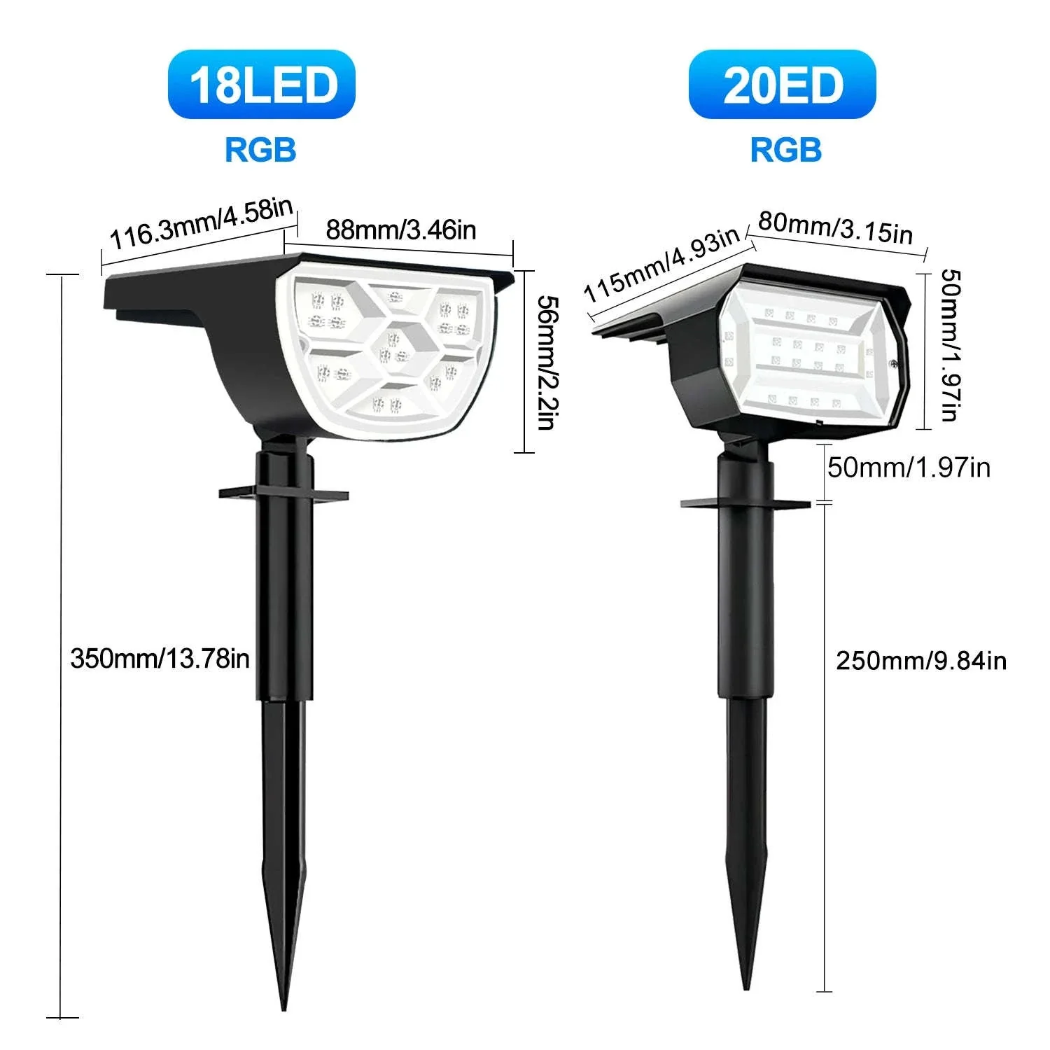 Solar Landscape Lights Outdoor Waterproof Spotlights, 72/68 LED - Image 8