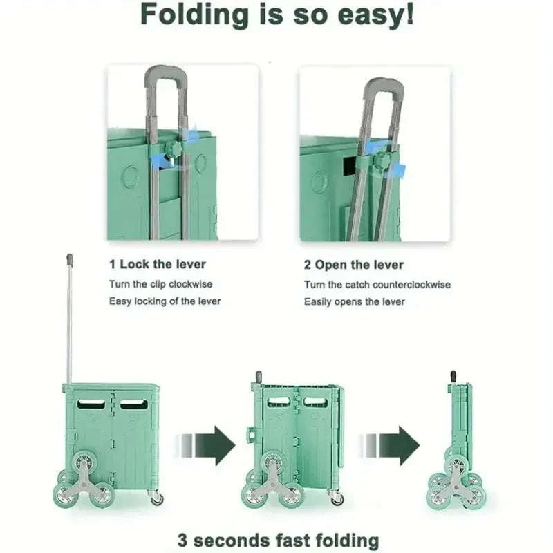 75L Foldable Shopping Cart with 4 Wheels & Telescopic Handle - Image 5