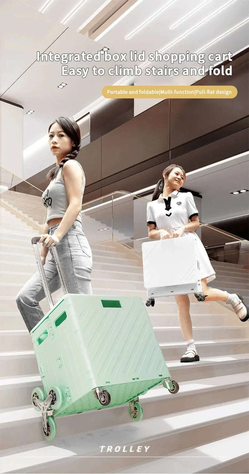 75L Foldable Shopping Cart with 4 Wheels & Telescopic Handle - Image 7