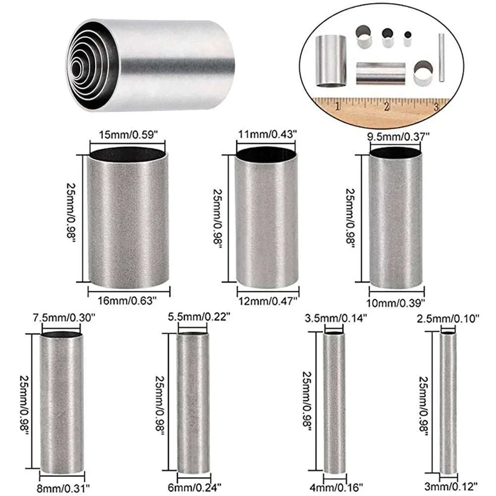 7pcs Stainless Steel Round Hole Cutter Set for Clay & Pottery - Image 3